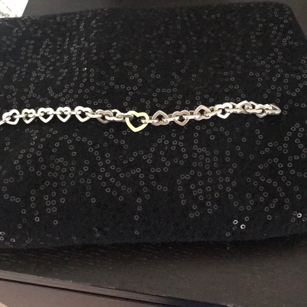 Sterling silver and 18K heart link bracelet